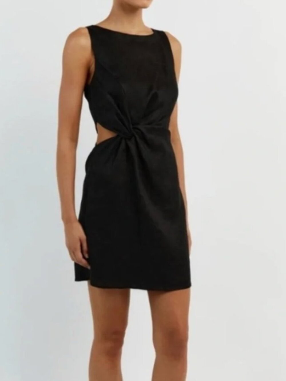 DISSH LEILANI BLACK LINEN MINI DRESS - 4 / BLACK